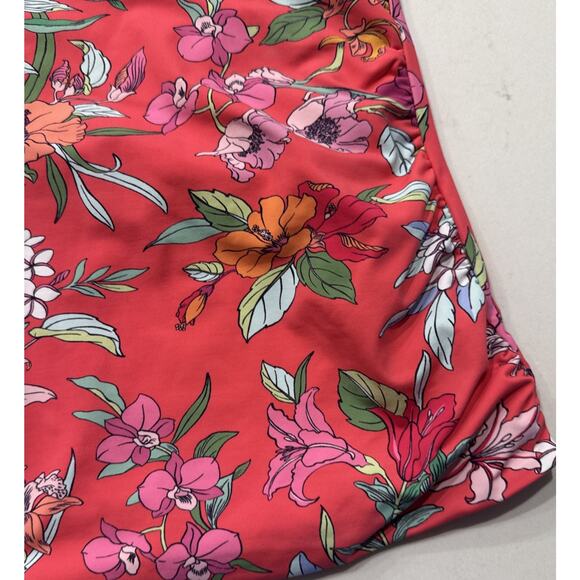 Tommy Bahama Halter Reversible Tankini Coral Summer Floral Gingham Swim Top - Picture 7 of 10
